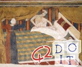 edad media, sueño, almohadas, colchón, Cámara del Podestà, San Gimignano,