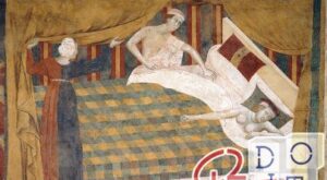 edad media, sueño, almohadas, colchón, Cámara del Podestà, San Gimignano,