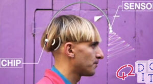 Neil Harbisson, man, robot, antenna, head, artist, cyborg, listen colors,
